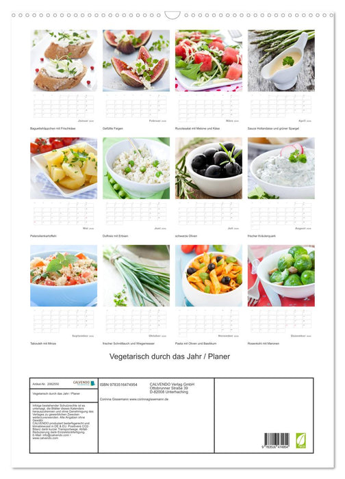 Vegetarisch durch das Jahr / Planer (CALVENDO Wandkalender 2026)
