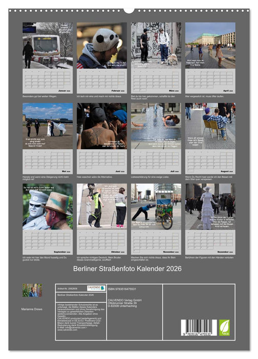 Berliner Straßenfoto Kalender 2026 (CALVENDO Premium Wandkalender 2026)