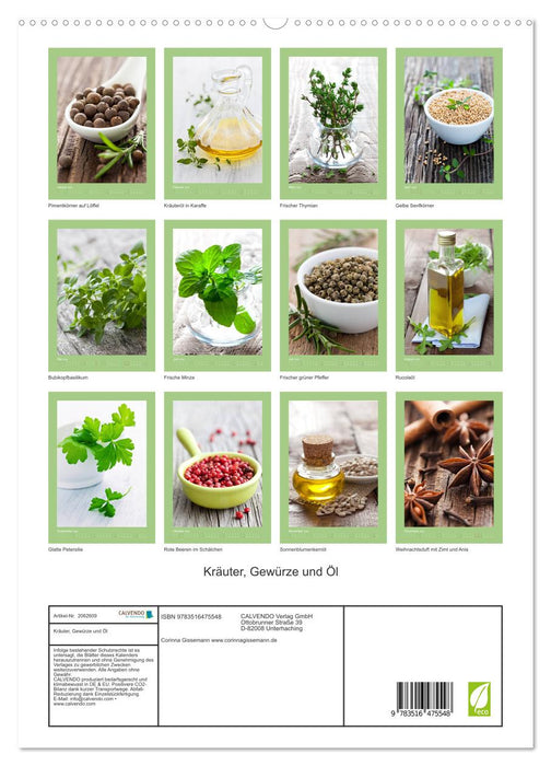Kräuter, Gewürze und Öl (CALVENDO Premium Wandkalender 2026)
