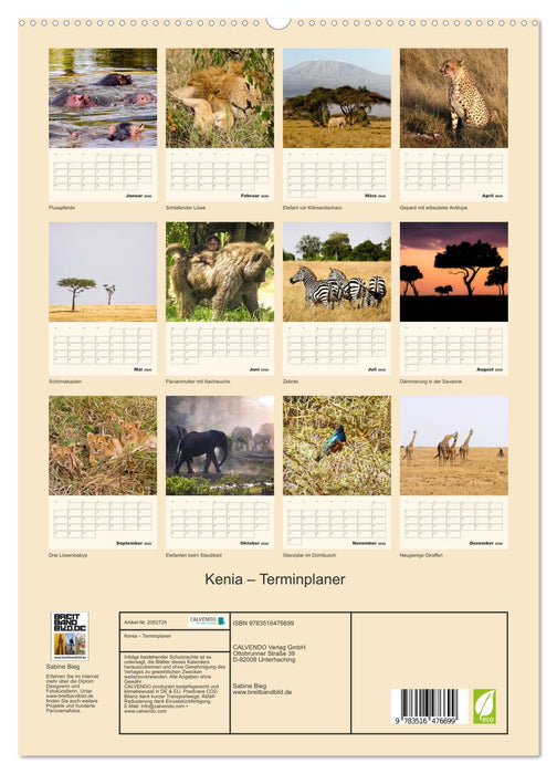 Kenia – Terminplaner (CALVENDO Premium Wandkalender 2026)