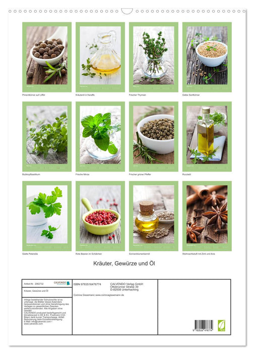 Kräuter, Gewürze und Öl (CALVENDO Wandkalender 2026)