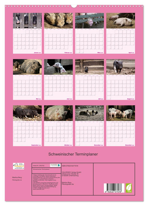 Schweinischer Terminplaner (CALVENDO Premium Wandkalender 2026)