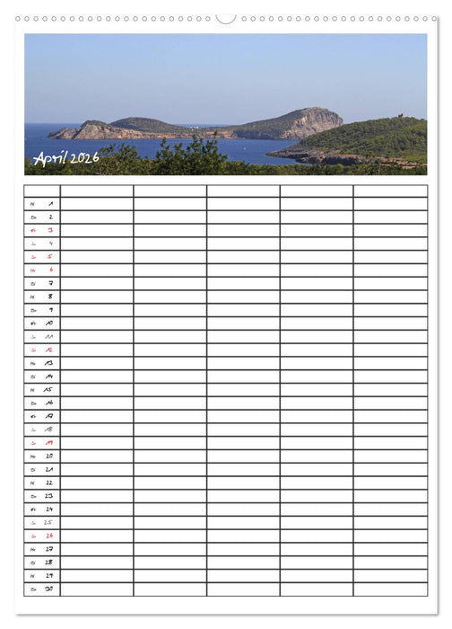 Ibiza / Familienplaner (CALVENDO Premium Wandkalender 2026)