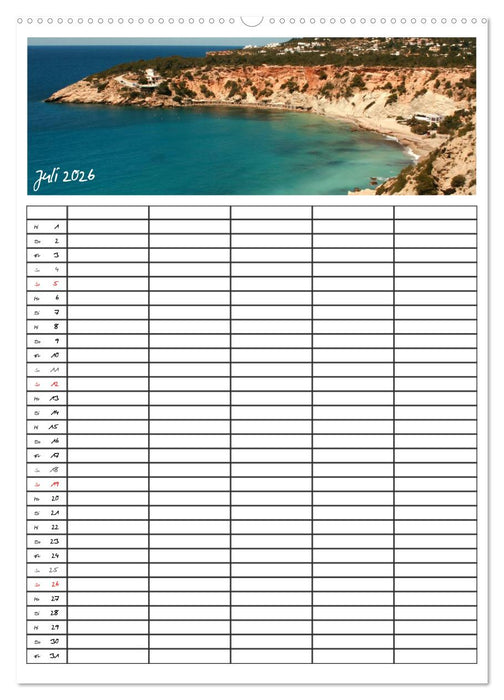 Ibiza / Familienplaner (CALVENDO Premium Wandkalender 2026)