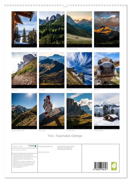 Tirol - Faszination Gebirge (CALVENDO Premium Wandkalender 2026)