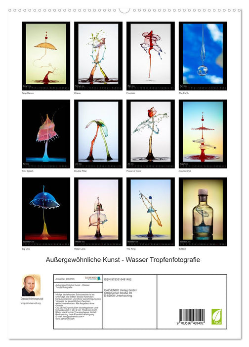 Außergewöhnliche Kunst - Wasser Tropfenfotografie (CALVENDO Premium Wandkalender 2026)
