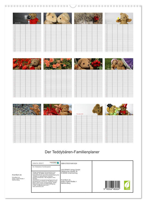 Der Teddybären-Familienplaner (CALVENDO Premium Wandkalender 2026)