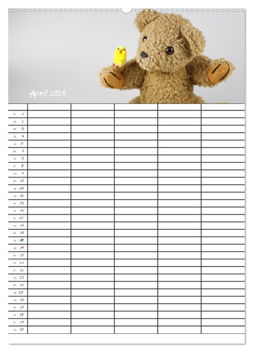 Der Teddybären-Familienplaner (CALVENDO Premium Wandkalender 2026)