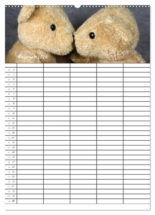 Der Teddybären-Familienplaner (CALVENDO Wandkalender 2026)