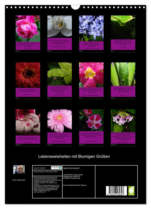 Lebensweisheiten mit Blumigen Grüßen (CALVENDO Wandkalender 2026)