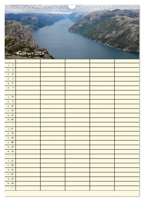 Familienplaner Norwegen (CALVENDO Wandkalender 2026)