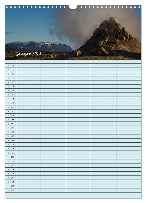 Island Familienplaner (CALVENDO Wandkalender 2026)