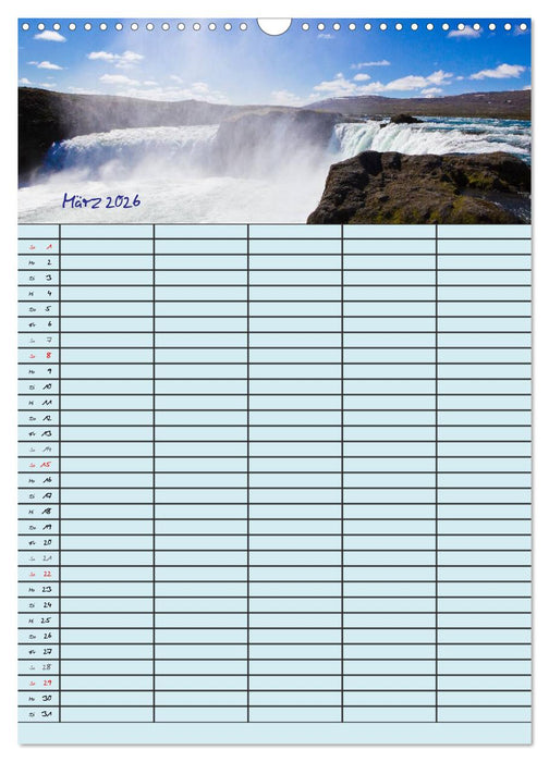 Island Familienplaner (CALVENDO Wandkalender 2026)