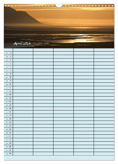 Island Familienplaner (CALVENDO Wandkalender 2026)