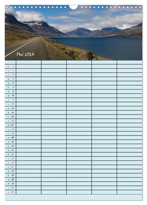 Island Familienplaner (CALVENDO Wandkalender 2026)