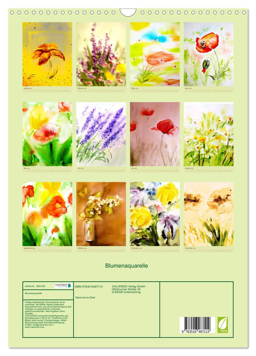 Blumenaquarelle (CALVENDO Wandkalender 2026)