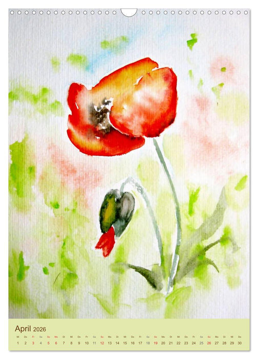 Blumenaquarelle (CALVENDO Wandkalender 2026)