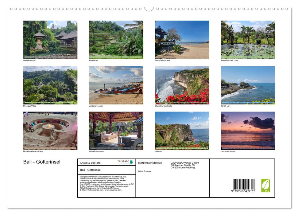 Bali - Götterinsel (CALVENDO Premium Wandkalender 2026)