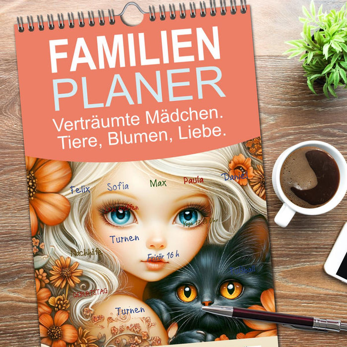 Verträumte Mädchen. Tiere, Blumen, Liebe. (CALVENDO Familienplaner 2026)
