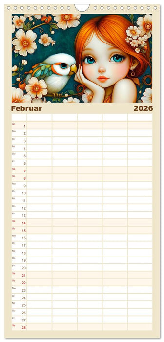 Verträumte Mädchen. Tiere, Blumen, Liebe. (CALVENDO Familienplaner 2026)