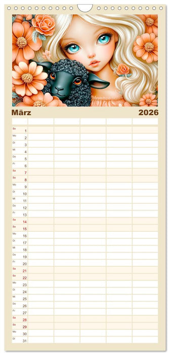 Verträumte Mädchen. Tiere, Blumen, Liebe. (CALVENDO Familienplaner 2026)