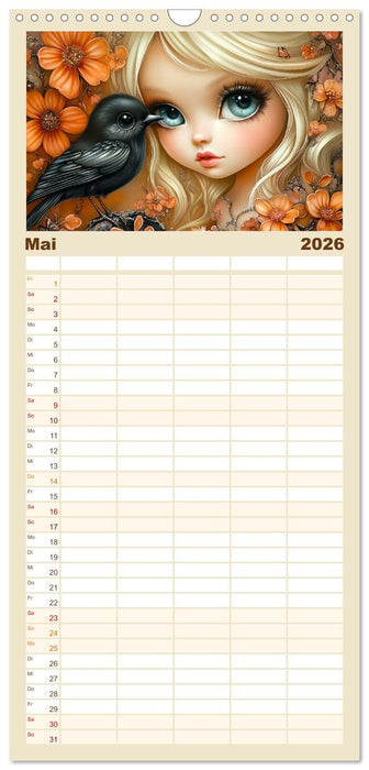 Verträumte Mädchen. Tiere, Blumen, Liebe. (CALVENDO Familienplaner 2026)