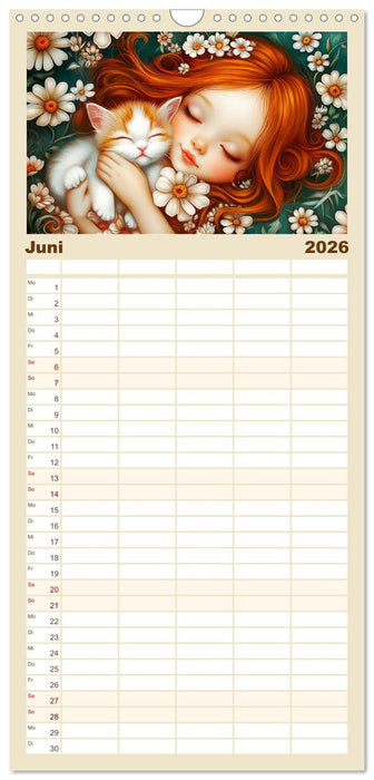 Verträumte Mädchen. Tiere, Blumen, Liebe. (CALVENDO Familienplaner 2026)