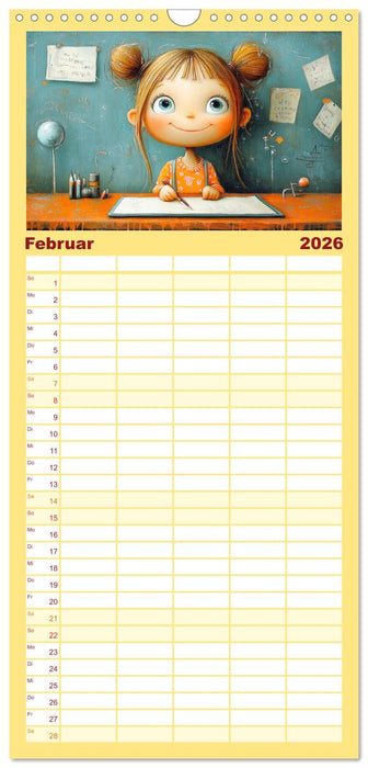 Fröhliche Kinder. Bezaubernde Schulmädchen im Ölbilder-Stil (CALVENDO Familienplaner 2026)