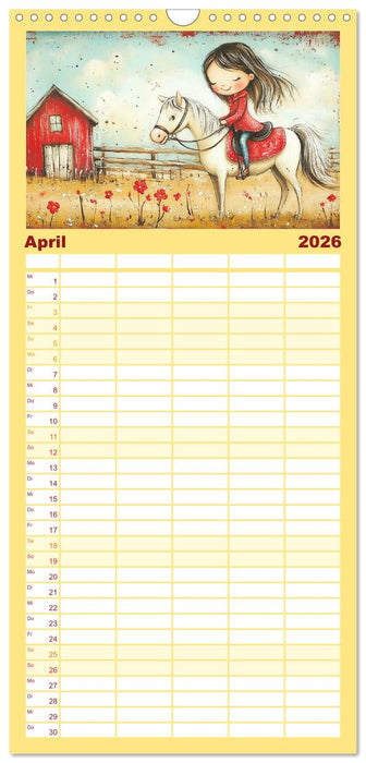 Fröhliche Kinder. Bezaubernde Schulmädchen im Ölbilder-Stil (CALVENDO Familienplaner 2026)