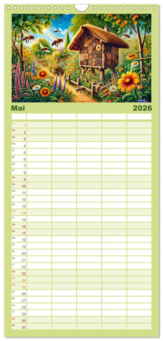 Tiere im Garten - Tierische Begegnungen in der grünen Oase (CALVENDO Familienplaner 2026)