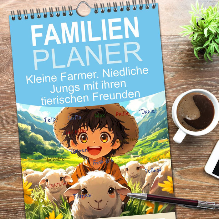 Kleine Farmer. Niedliche Jungs mit ihren tierischen Freunden (CALVENDO Familienplaner 2026)