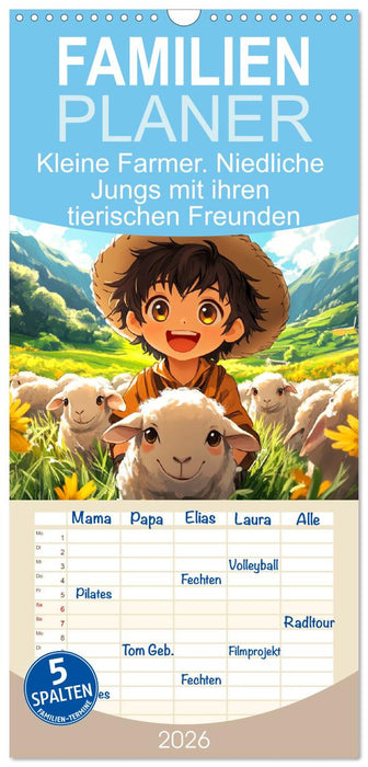 Kleine Farmer. Niedliche Jungs mit ihren tierischen Freunden (CALVENDO Familienplaner 2026)