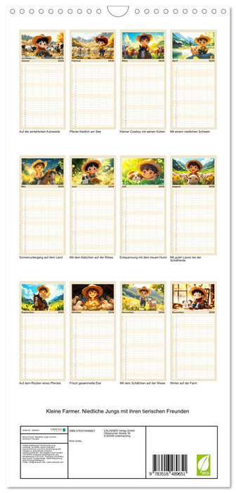 Kleine Farmer. Niedliche Jungs mit ihren tierischen Freunden (CALVENDO Familienplaner 2026)