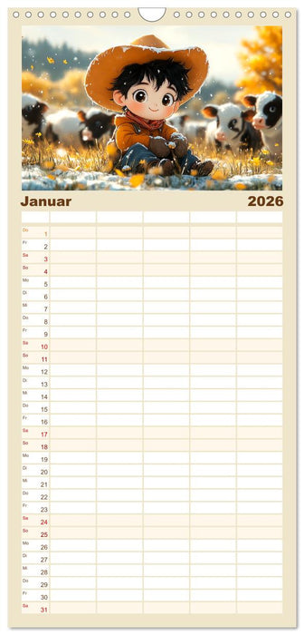 Kleine Farmer. Niedliche Jungs mit ihren tierischen Freunden (CALVENDO Familienplaner 2026)