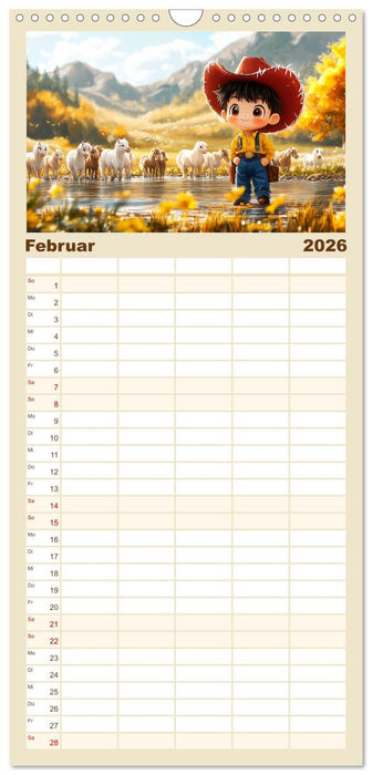 Kleine Farmer. Niedliche Jungs mit ihren tierischen Freunden (CALVENDO Familienplaner 2026)