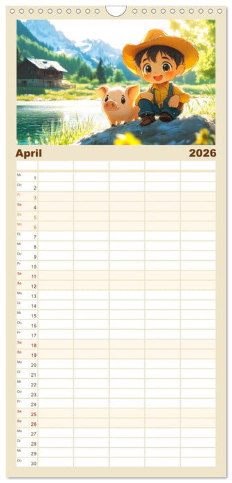 Kleine Farmer. Niedliche Jungs mit ihren tierischen Freunden (CALVENDO Familienplaner 2026)