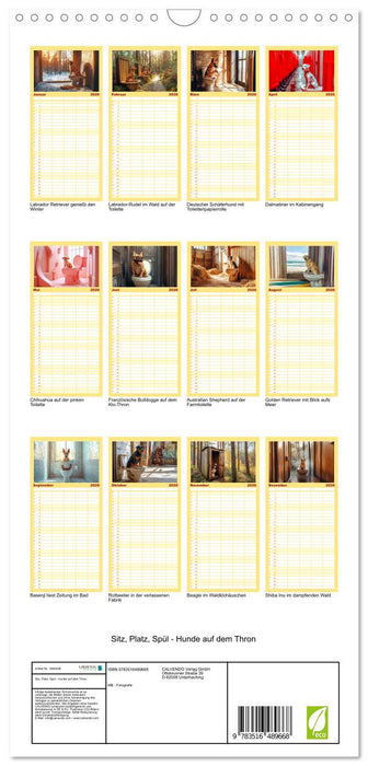 Sitz, Platz, Spül - Hunde auf dem Thron (CALVENDO Familienplaner 2026)