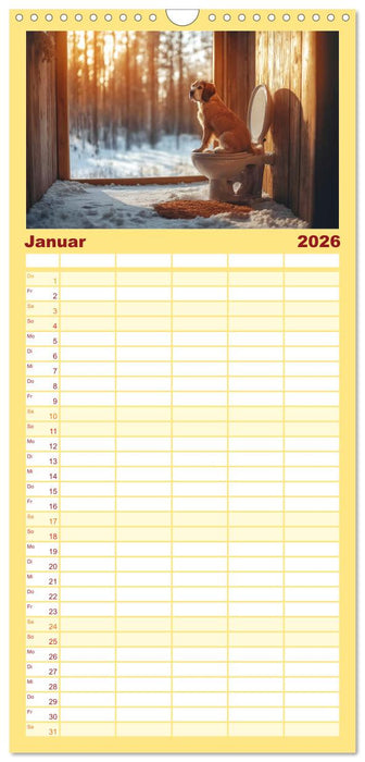 Sitz, Platz, Spül - Hunde auf dem Thron (CALVENDO Familienplaner 2026)