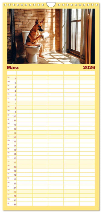 Sitz, Platz, Spül - Hunde auf dem Thron (CALVENDO Familienplaner 2026)