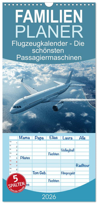 Flugzeugkalender - Die schönsten Passagiermaschinen (CALVENDO Familienplaner 2026)