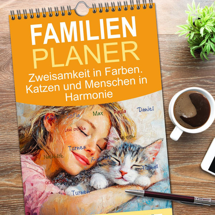 Zweisamkeit in Farben. Katzen und Menschen in Harmonie (CALVENDO Familienplaner 2026)