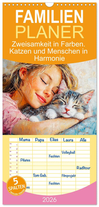 Zweisamkeit in Farben. Katzen und Menschen in Harmonie (CALVENDO Familienplaner 2026)