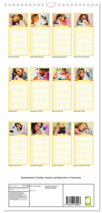 Zweisamkeit in Farben. Katzen und Menschen in Harmonie (CALVENDO Familienplaner 2026)