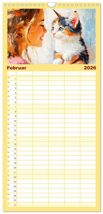Zweisamkeit in Farben. Katzen und Menschen in Harmonie (CALVENDO Familienplaner 2026)