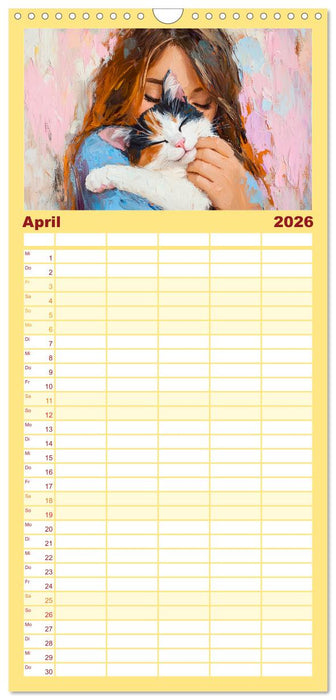 Zweisamkeit in Farben. Katzen und Menschen in Harmonie (CALVENDO Familienplaner 2026)