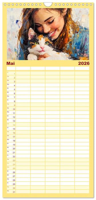 Zweisamkeit in Farben. Katzen und Menschen in Harmonie (CALVENDO Familienplaner 2026)