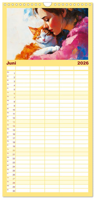 Zweisamkeit in Farben. Katzen und Menschen in Harmonie (CALVENDO Familienplaner 2026)