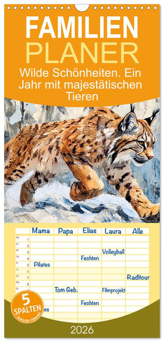 Wilde Schönheiten. Ein Jahr mit majestätischen Tieren (CALVENDO Familienplaner 2026)