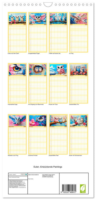 Eulen. Entzückende Paintings (CALVENDO Familienplaner 2026)