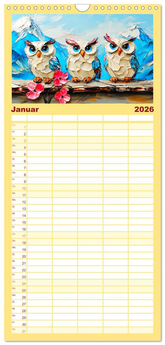 Eulen. Entzückende Paintings (CALVENDO Familienplaner 2026)